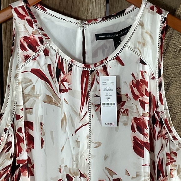 White House Black Market High Neck Floral Sleeveless Hi Lo Top Size M-NWT - Picture 2 of 4